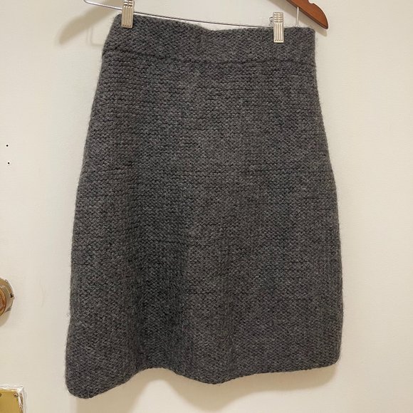 Alicia Adams Alpaca Gray Baby Alpaca Wool Knit luxury skirt SZ M AS IS - Picture 1 of 13